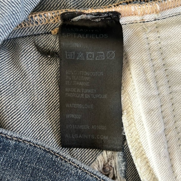 🔥All Saints | Women’s blue distressed raw hem Jean shorts, front/back pockets 28 - Picture 2 of 13
